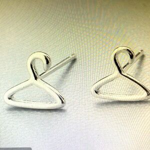 Tiny 925 Sterling Silver Needle Y2K Hanger Shape Ear Studs
